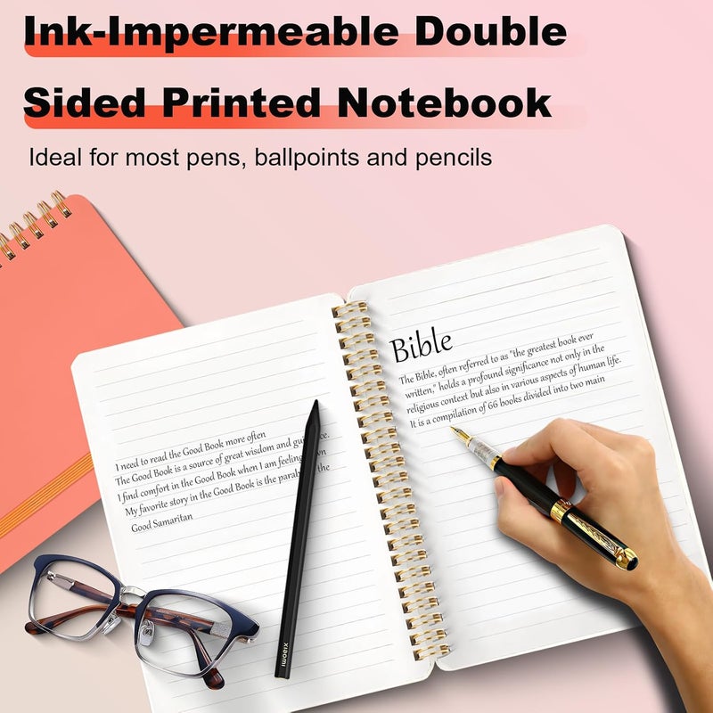 DMSVK 4 Pack A5 Spiral Journal Notebook, Lined Notebooks for Work, Note Taking, School, Writing, Spiral Bound Journaling Notebooks 8.3x5.8 Inch with Strap, Cute Notebooks for Women 57 Sheets - Image 5